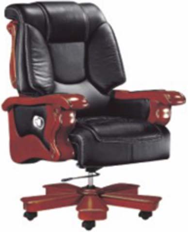 Traditional High-Back Mahogany-Finish Black Padded Executive Office Chair EXE-CHR-MAH-BLK-01