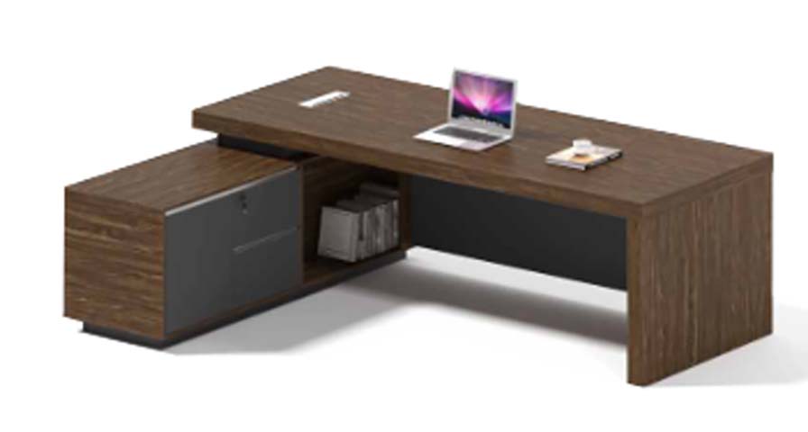 L-shaped Executive Office Desk with Integrated Storage Pedestal EXD-L2200-WD