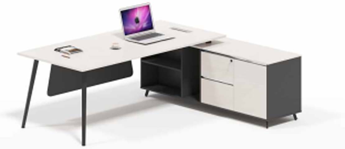 Two-Tone L-Shaped Executive Office Desk with Right Storage Return L-EX-WB-2000-EXEC