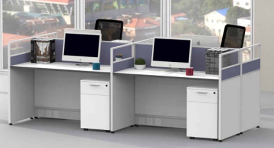 Two-Person Cross-Shaped Partitioned Office Workstation with Mobile Pedestals WS-CR2-1200