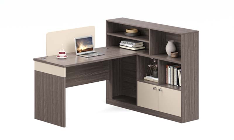 Two-Tone L-Shaped Office Workstation Desk with Integrated Storage Hutch LWS-H1200-2T