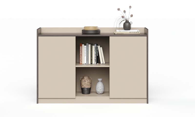 Two-Tone Sliding Door Low Storage Credenza with Central Open Shelves SDB-2SLD-OPN1800