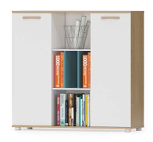 Two-Tone Freestanding Storage Cabinet with Central Open Display Shelves STC-WO1200