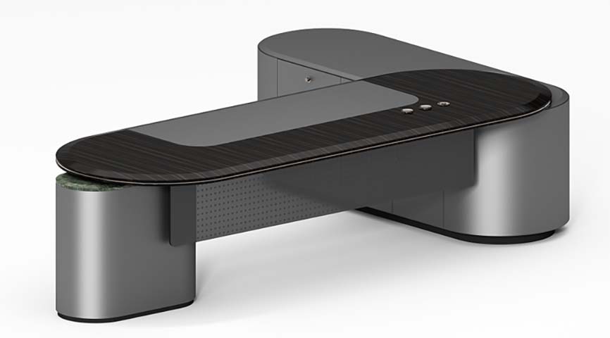 L-Shaped Height-Adjustable Executive Desk with Integrated Storage EXEC-L-2400-GUNSTONE