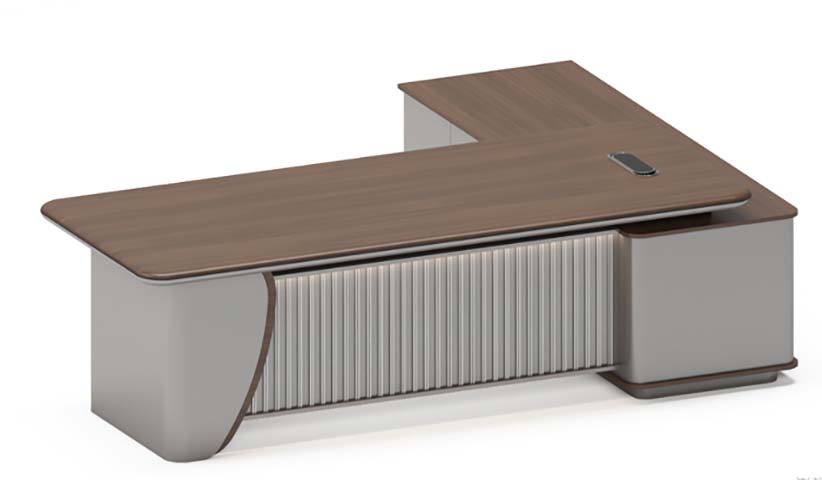 L-Shaped Executive Office Desk with Integrated Storage and Cable Grommet EXD-L2400-WG