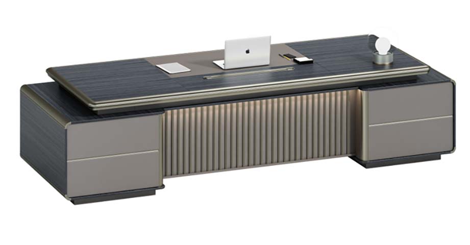 Contemporary Double-Pedestal Executive Desk with Ribbed Modesty Panel EXD-DP-2400-RIB