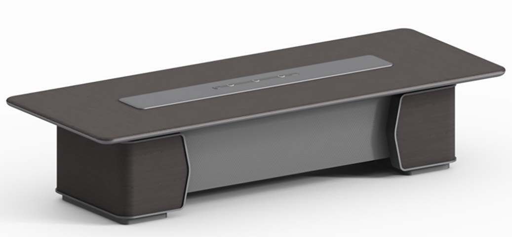 Dual-Pedestal Rectangular Conference Table with Central Integrated Power Module CONF-DP3600-DG-GR