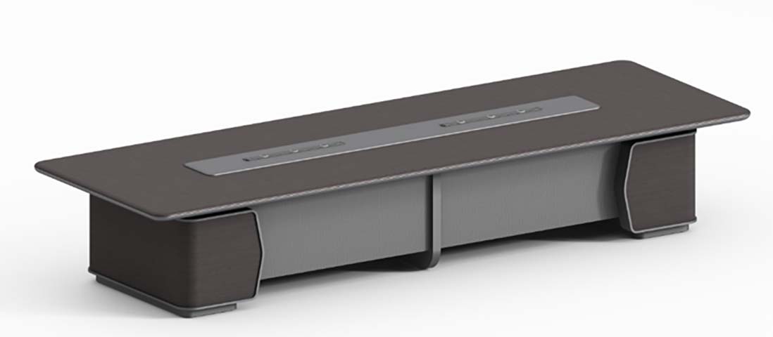 Modern Dark Two-Tone Rectangular Conference Table with Dual Integrated Power/Data Inserts CONF-DT2400-PWR-GRY