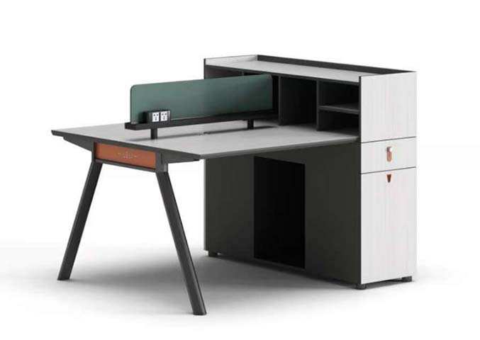 Single-Person Open-Plan Staff Office Workstation Desk with Attached Storage and Privacy Screen WS-SGL-1850-ASY-ORG