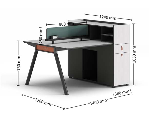 2-Person Face-to-Face Office Workstation with Central Divider and Integrated Storage OWS-2P-1412-ST