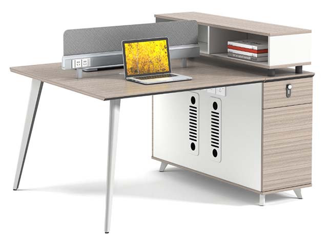 L-Shaped Partitioned Office Workstation Desk with Hutch, Privacy Screen and Power Outlets WS-L1800-LWD-PWR-HUTCH