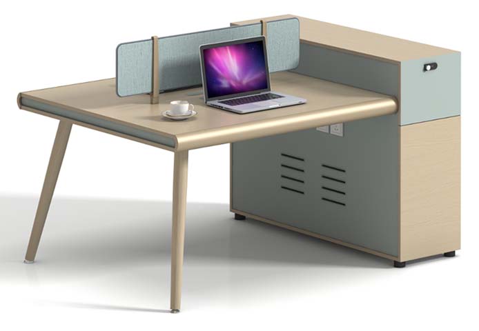 Single-Sided Office Workstation Desk with Desktop Divider and Integrated Storage Cabinet WS-SGL-1400-WD