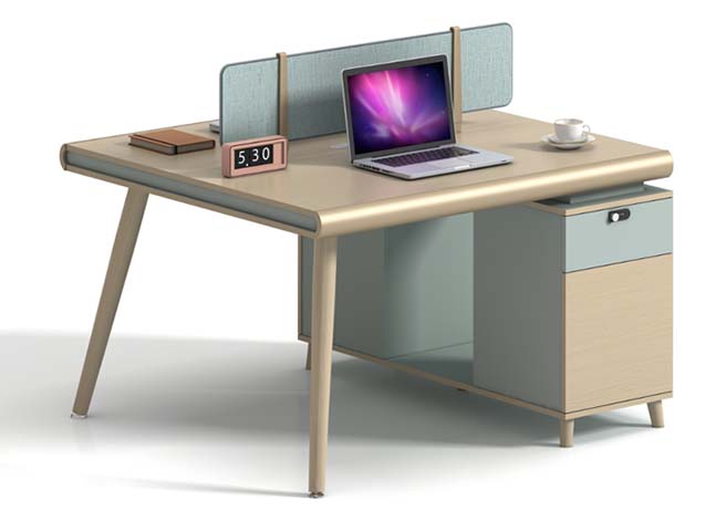 Single-Sided Open Office Workstation Desk with Fabric Divider and Attached 2-Drawer Mobile Pedestal WS-OAK-SAGE-1608-PED