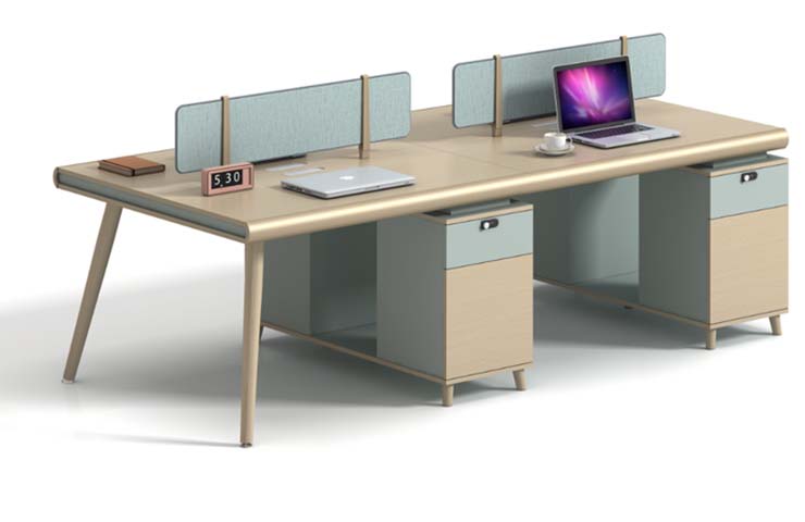4-Person Face-to-Face Modular Office Workstation Desk with Privacy Dividers and Lockable Storage Pedestals FW-4PF2S-2816