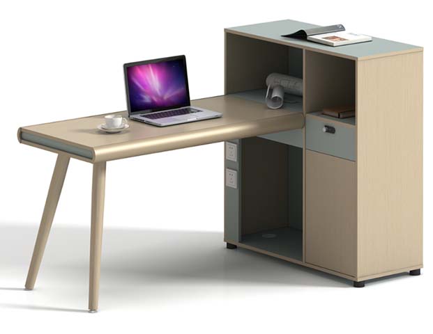 Two-Tone Cantilever Home Office Computer Desk with Integrated Side Storage Cabinet HOD-CNT-16578