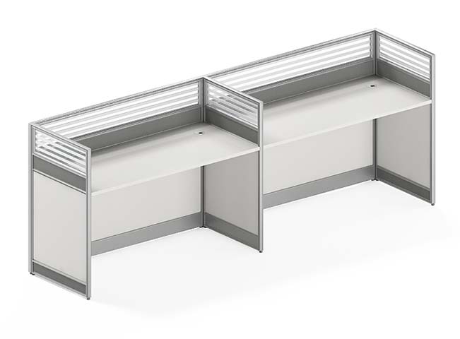2-Person Linear Modular Office Cubicle Workstation with Slatted Privacy Panels CUB-2P-LIN-1050H