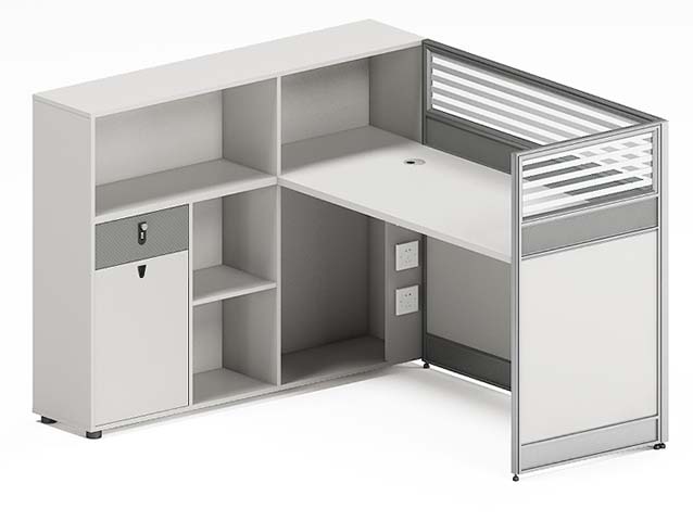 Single L-Shaped Office Partition Workstation with Integrated Storage LWS-P1612-LV