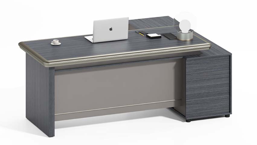 Two-Tone L-Shaped Executive Office Desk with Right Storage Return EXD-L2400-GRY-CHP