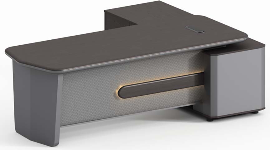 Two-Tone L-Shaped Executive Desk with LED Accent Lighting EXE-L-LED-CF200