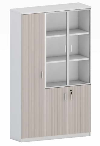 Light Wood Grain Floor-Standing Office Display Filing Cabinet With Lock OFC-GLS1850-5DR