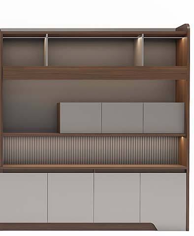 Full Height Mixed Open and Closed Storage Cabinet with Tambour Section and LED Lighting STOR-WHT-3000
