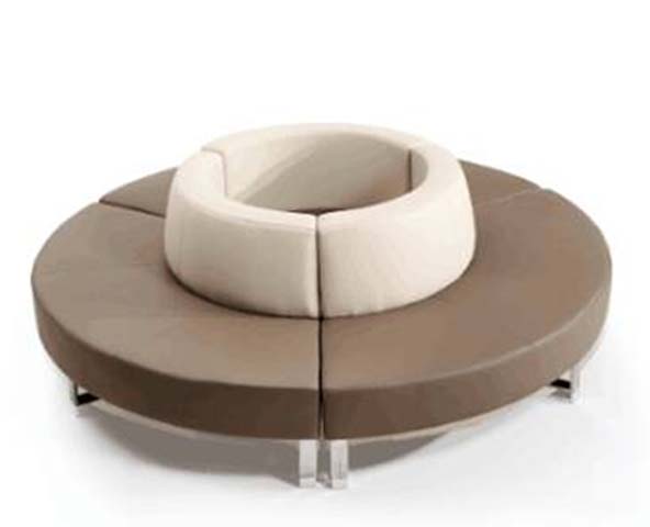 Two-Tone Circular Modular Sectional Lounge Sofa with Clear Acrylic Legs CIRC-ACR-4MOD-LOUNGE-01