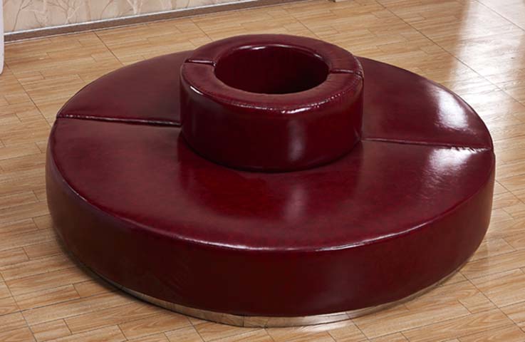 Burgundy Glossy Faux Leather 4-Segment Hollow-Core Round Modular Lounge Ottoman RLO-HC4-BRG-2000