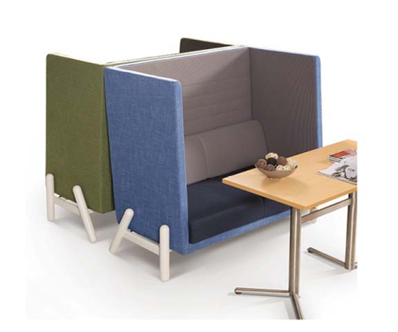 Modular Enclosed Privacy Work Booth with Attached Side Table POD-MOD-2SEAT-WS01