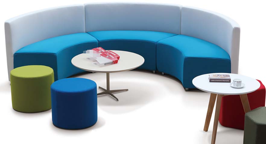 Modular Curved Lounge Seating Set with Side Tables and Ottomans MOD-CURV-LOU-001