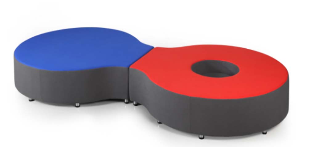 Two-Tone Interlocking Curved Modular Soft Seating Ottoman Bench MOD-OTT-CURV-2SEC-470H