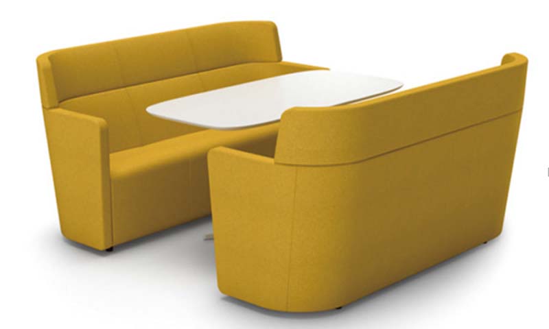 4-Person Open Collaborative Office Meeting Booth Set with Integrated White Table MB-4P-MST-WT-CURVED