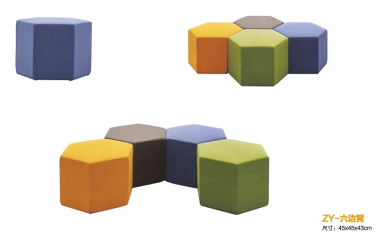 Modular Upholstered Hexagonal Stool ZY-HEX-STOOL-01