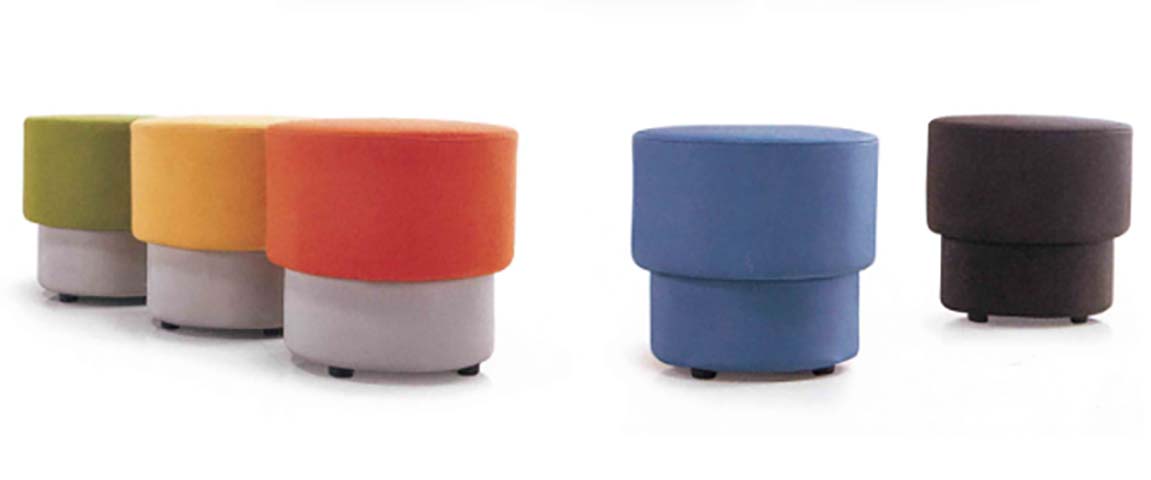 Two-Tier Stacked Cylindrical Upholstered Low Ottoman Stool CYL-OTT-470