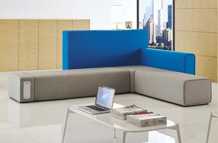 L-Shaped Modular Office Booth Sofa with Privacy Backrest MOB-LC-001