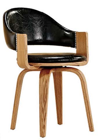 Mid-Century Swivel Dining Armchair with Bentwood Frame SWD-BW-PU01