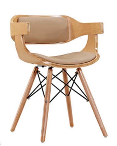 360&deg; Swivel Bentwood Dining Armchair with Beige Upholstery DC-BW-SW-001