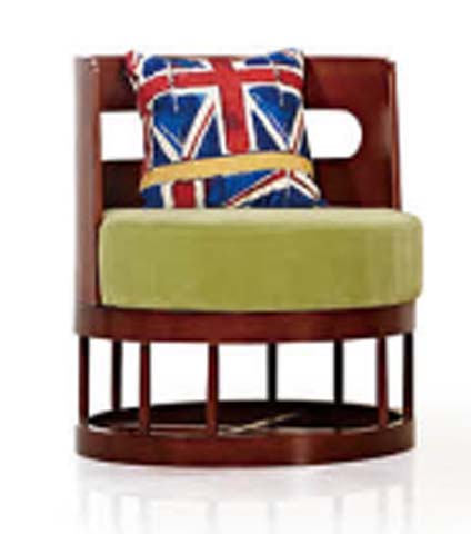 Wooden Frame Accent Lounge Chair with Olive Green Cushion and Decorative Pillow LCH-WD-072-OLV