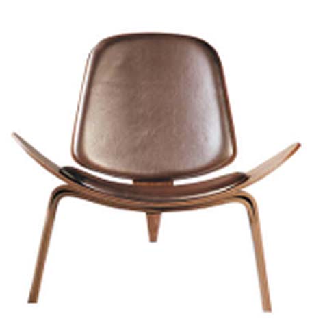 Mid-Century Modern Tripod Bentwood Lounge Chair, Brown Upholstery LCH-TBW-001