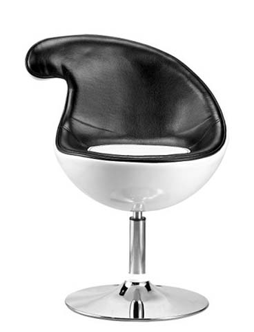 Asymmetrical Back Swivel Lounge Armchair with Glossy White Shell SWL-WHS-001