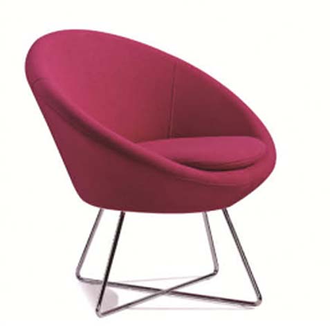 Burgundy Upholstered Cocoon Wire Base Lounge Armchair LOU-COC-WIRE-001
