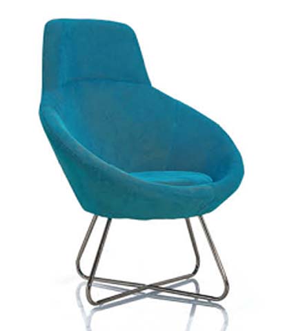 Teal Velvet Upholstered Bucket Lounge Accent Chair with Crossed Wire Sled Base LAC-TVL-XSB-001