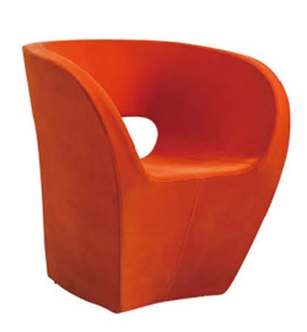 Orange Upholstered Sculptural Barrel Lounge Armchair with Side Cutout LGE-BRL-ORG-001