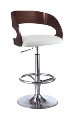 Walnut Bentwood Back White Upholstered Adjustable Swivel Bar Stool Kayla-BS-WAL-WHT