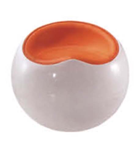 Frosted Translucent Spherical Low Accent Stool with Orange Recessed Kidney Seat ACC-STOOL-FROST-ORG-KIDNEY-460