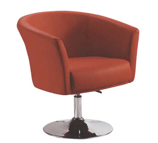 Terracotta Faux Leather Height-Adjustable Swivel Barrel Lounge Chair SBL-CHR-450-ORG
