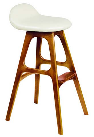Mid-Century Modern Sculpted Wood Frame Counter Stool with Upholstered Seat Back BCS-WD-CUT-660