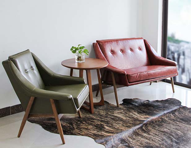 Mid-Century 3-Piece Tufted Faux Leather Lounge Seating Set MCM-TFL-3PC-01