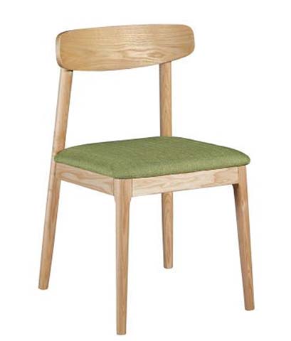 Armless Upholstered Solid Wood Dining Chair with Green Fabric Seat DC-SW-GR-480