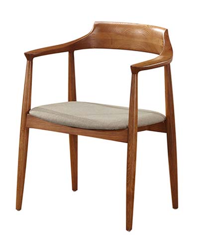 Mid-Century Walnut Finish Solid Wood Upholstered Dining Armchair DC-CURV-WAL-001
