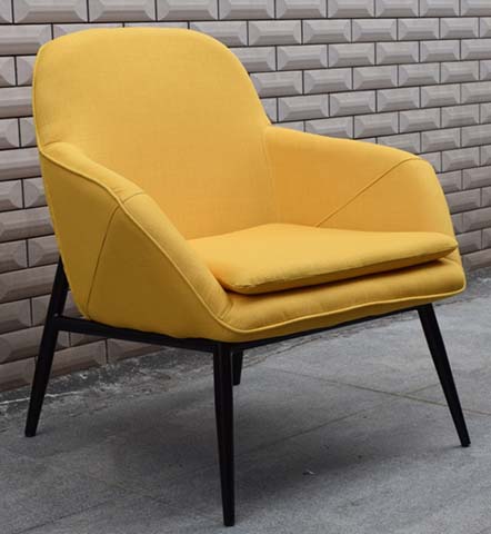 Mustard Yellow Faux Leather Accent Lounge Armchair with Splayed Black Metal Legs LAC-FL-YW-001
